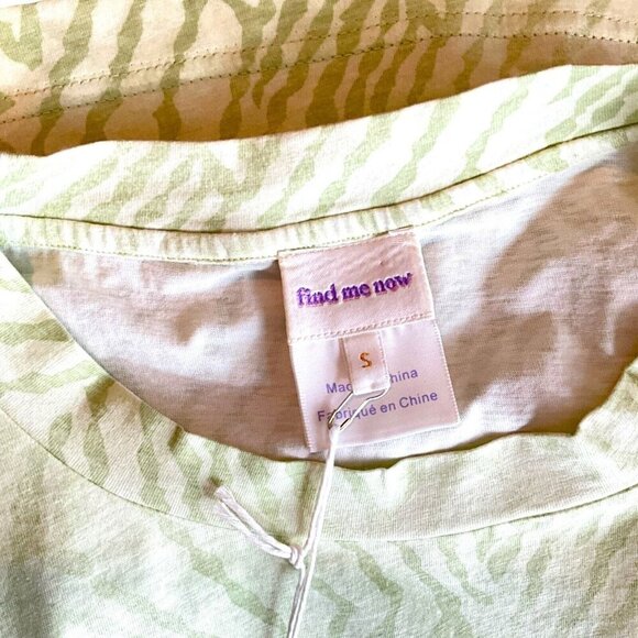 NWT Find Me Now The Label Geo Relax T Shirt Size S Tie Dye Crop Green 1/2 Sleeve - Picture 6 of 8